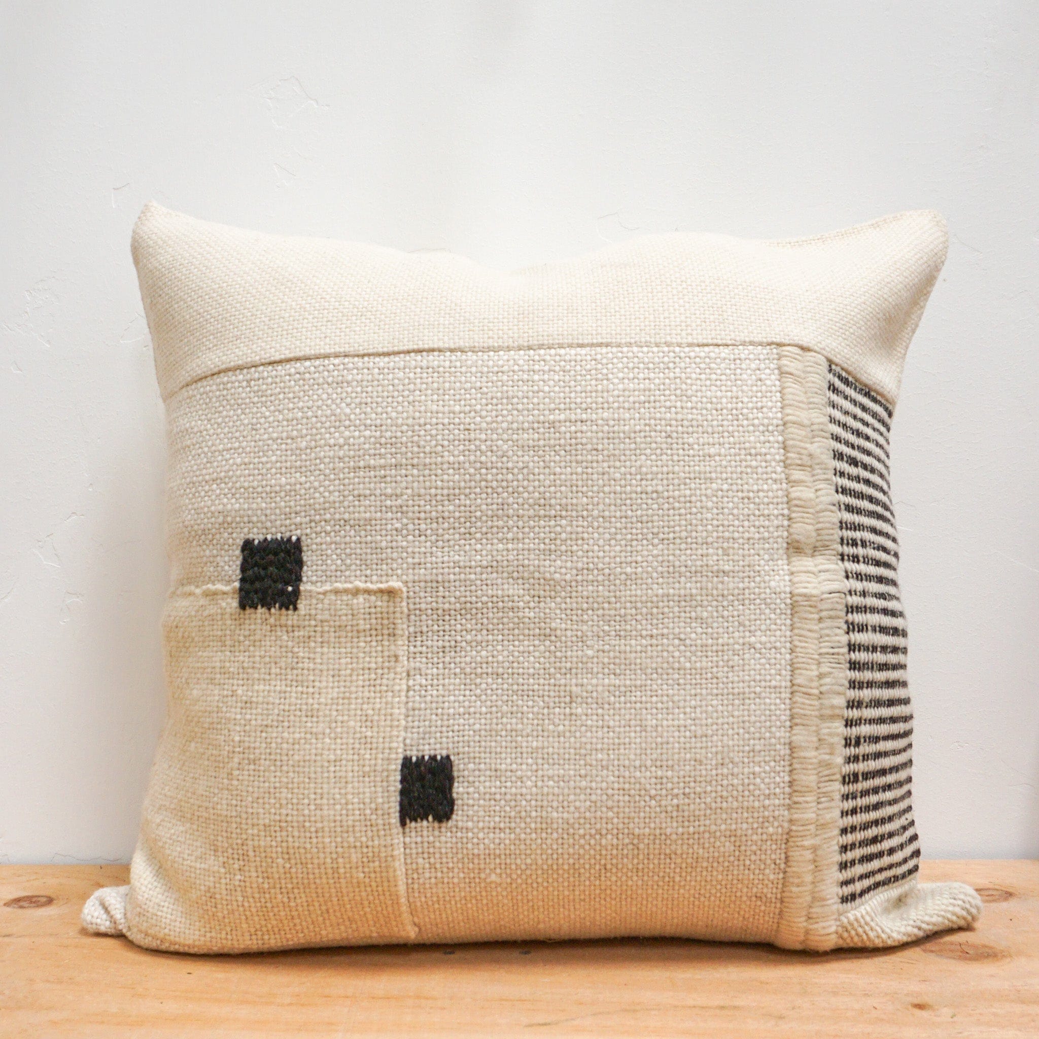 Treko Linens, Decor White/Black Patchwork Pillow by Treko