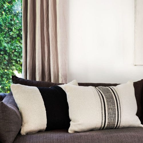 Treko Pillows Makun Collection: Black Lazo Vertical Pillow 24 x 15 by Treko