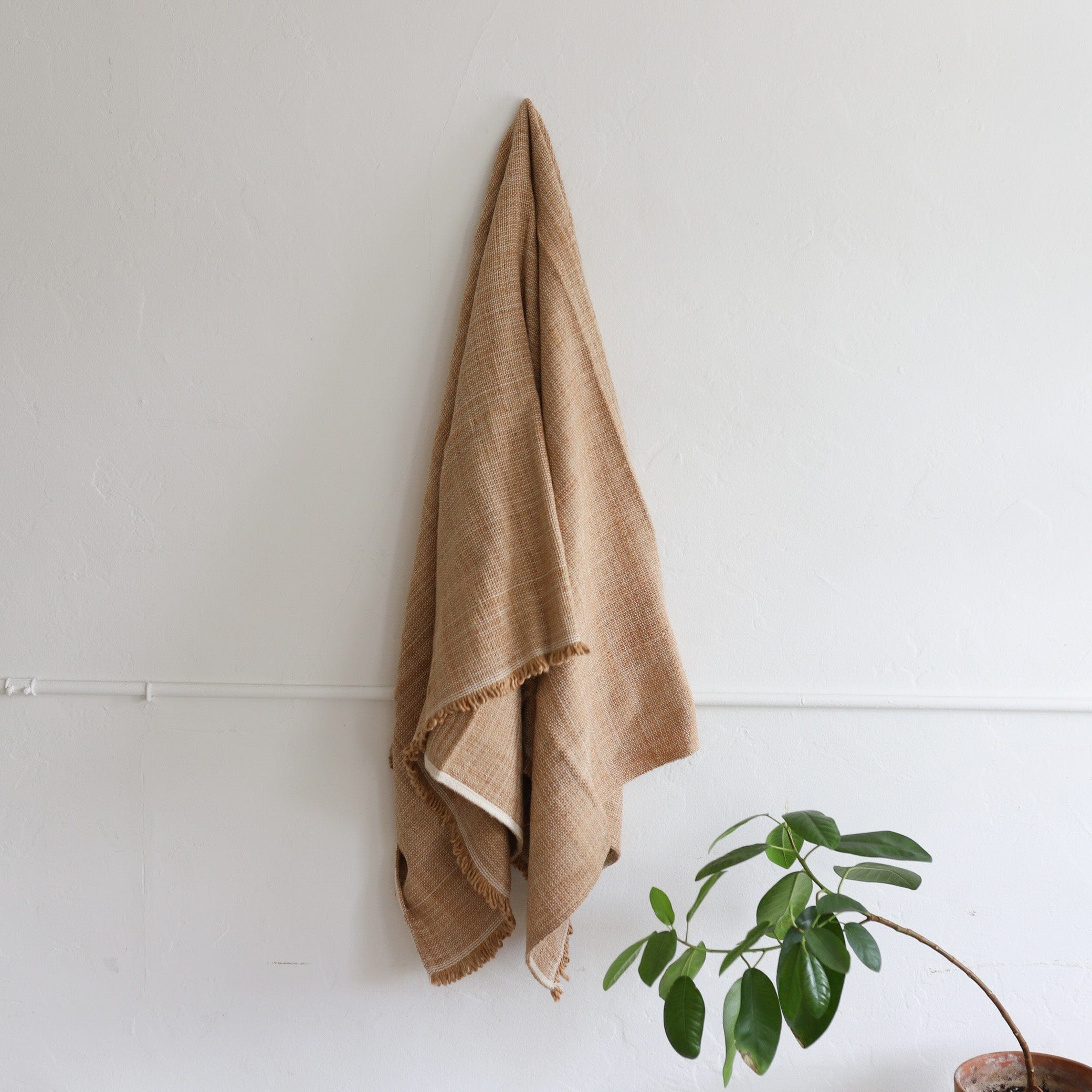 Under the Bough Linens Poyvi Simple Cotton Throw in Caramel